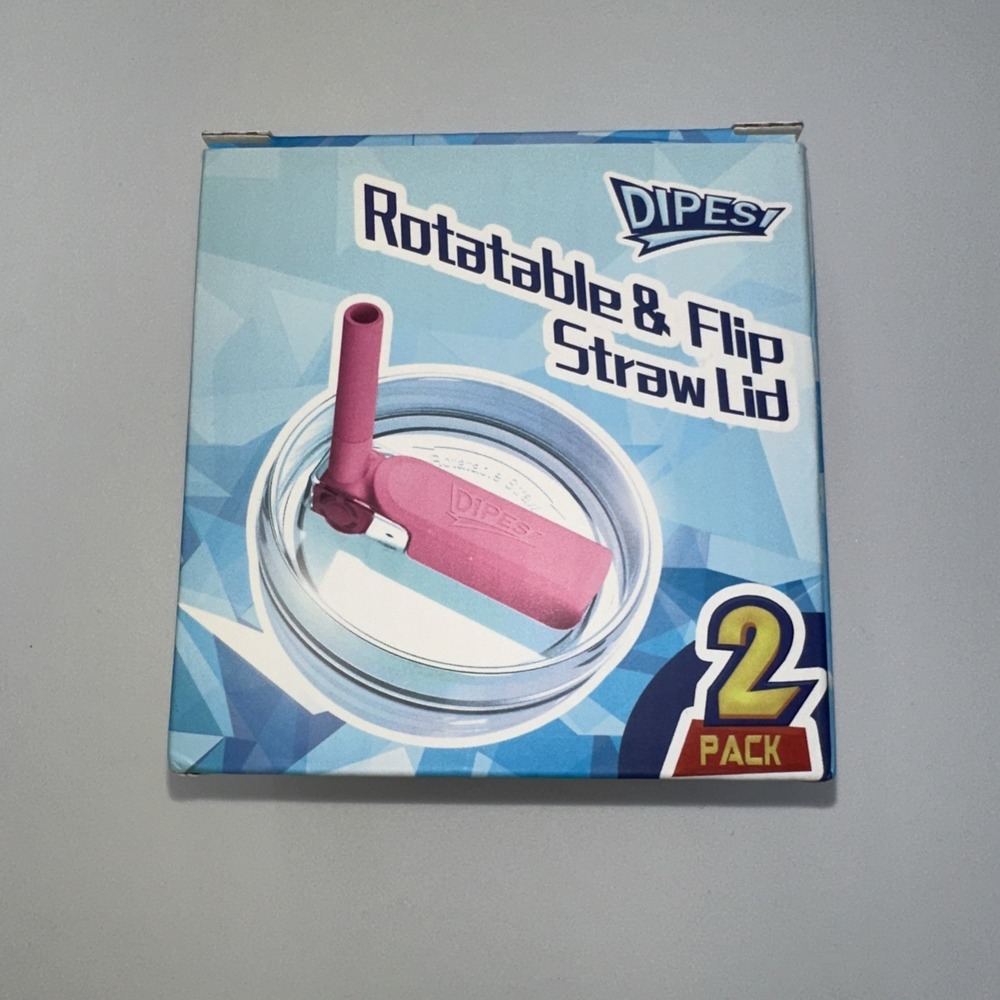2 Pack 40 oz Tumbler Flip Straw Lid Replacement Fit for Stanley Quencher, Pink